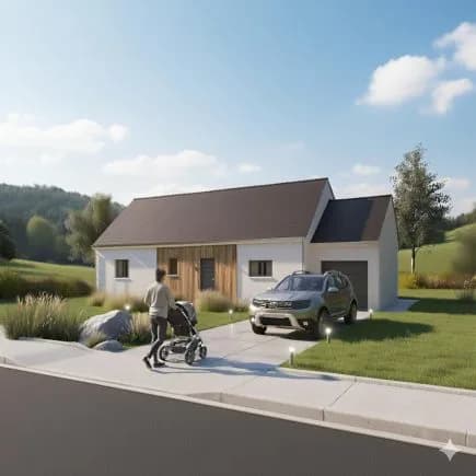 Plan de maison, 90m², 3 chambres, plain pieds